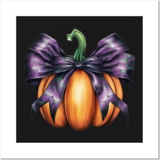 Fall Pumpkin with Big silk Bow Posters and Art